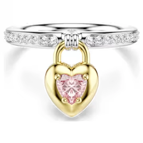 Bague avec motif Idyllia, Tailles variées, Cœur, Rose, Finition mix de métal
