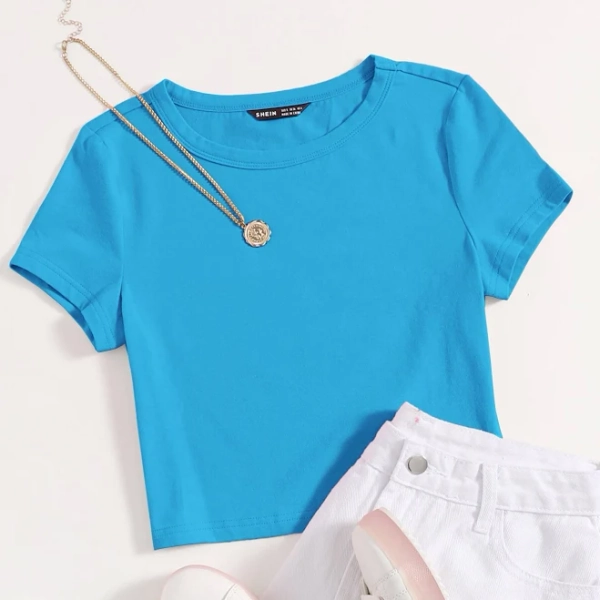 SHEIN Oversized Round Neck Short Sleeve Knit Tee