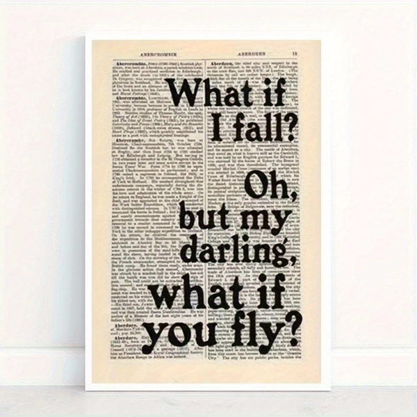 Inspirational Canvas Wall Art Poster - 'What If I Fall, My Darling?' Quote - Universal Holiday Decor, Canvas Hanging Ornament, No Electricity Needed, Ideal for Home, Dorm, and Living Room Decor