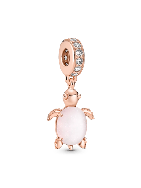 Murano Glass Pink Sea Turtle Dangle Charm
