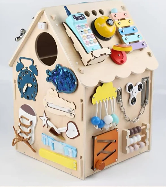 Montessori Wooden Busy House Interactive Board House Toy for Kids