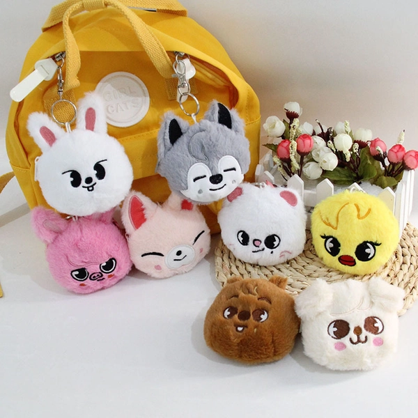 [Cute Kpop SKZ Keychain] 1pc Cute Cartoon Kpop SKZ Plush Keychain Coin Purse - Soft Round Keychain Pendant with Ring Clasp, Multi-Color Options for Bags, Keys, Accessories - Ideal Gift for Music & Kpop Fans