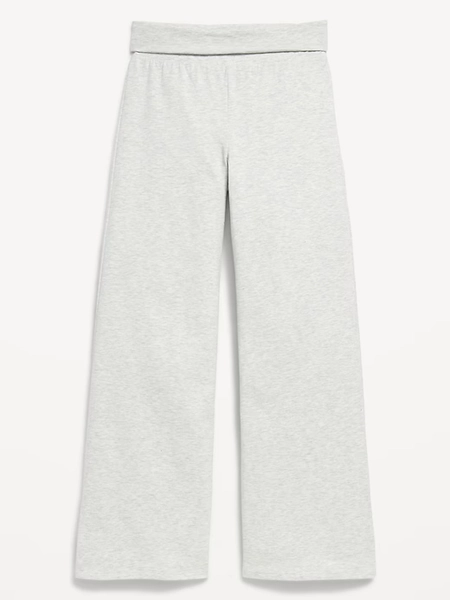 Foldover Jersey Knit Wide-Leg Pants for Girls