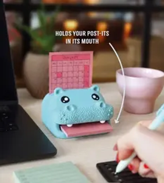 Playful Hippo-Campus Study Buddy Desk Organizer - Back to School Desk Organization Solution, Mouth Note Holder, 3 Reusable Stencils, Pen Slot, Ideal for Students, Perfect Gift for Coworkers