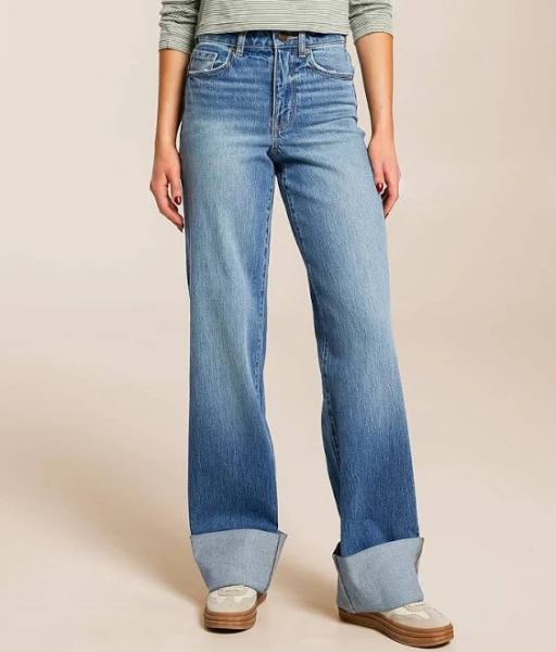 BKE Women's Billie Wide Leg Stretch Cuffed Jeans