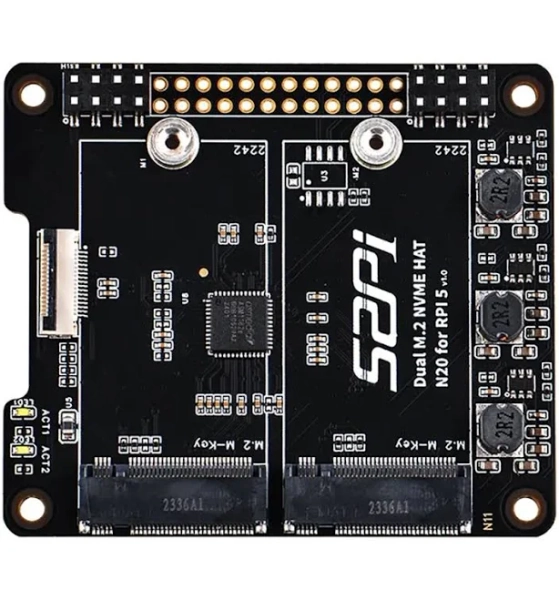 52Pi N20 Dual 2242 NVMe HAT for Raspberry Pi 5