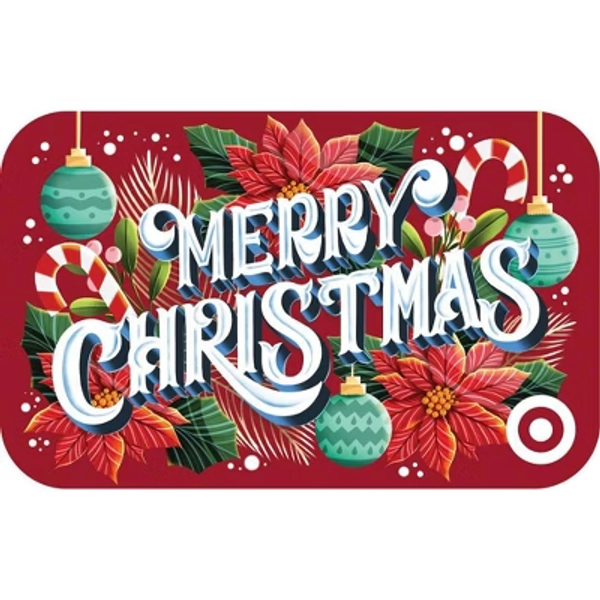 Merry Christmas Poinsettias Target GiftCard $25