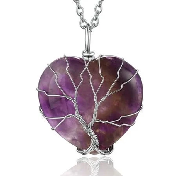 Tree of Life Heart Crystal Necklace