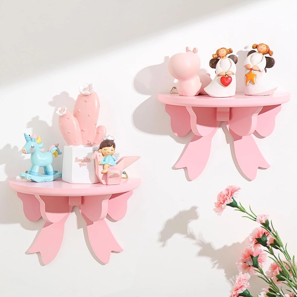 2 Pcs Bow Floating Shelves Kawaii Shelf  Stand Farmhouse Rustic Corner Wall Shel