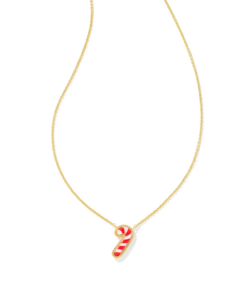 Candy Cane Gold Short Pendant Necklace 