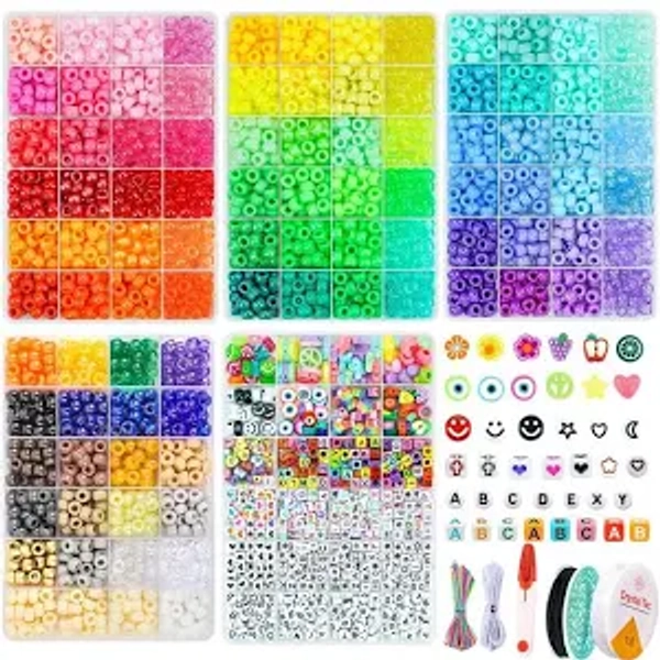 3500 Pony Beads Set 96 Colors 1000pcs Letter Bead Evil Eye Charms Kandi Beads