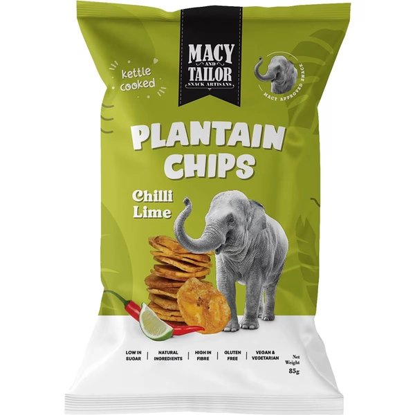 Macy and Tailor Plantain Chips Chilli Lime  85g