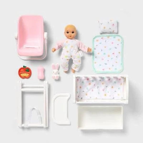 8 Little Baby Doll Set Blonde Hair + Blue Eyes