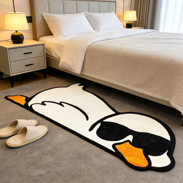 Cartoon Animal Carpet, Fashionable And Cute Trendy Sunglasses Duck Design, Soft And Fluffy Plush, Suitable for Living Room Relaxation Area, 1pc, Home Decoration, Bedside Rug Floor Mat Sofa Carpet
