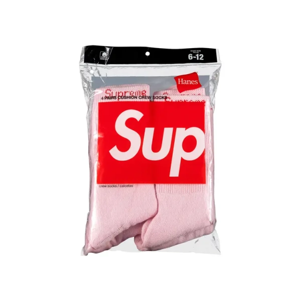 Buy Supreme x Hanes Crew Socks (4 Pack) 'Pink' - FW21A61 PINK | GOAT