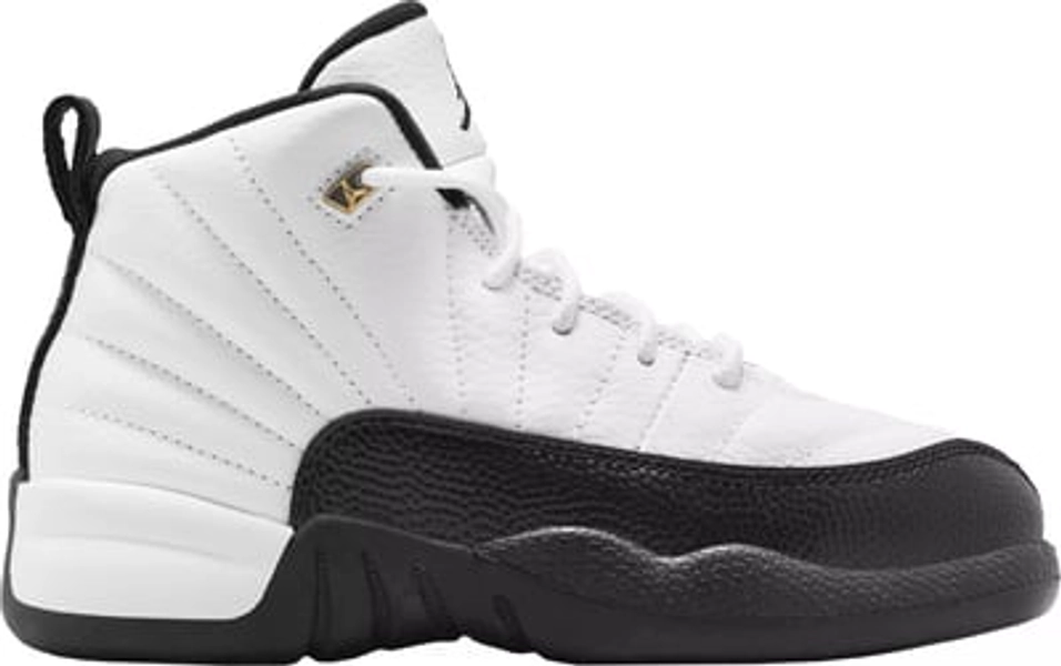 Air Jordan Kids' Preschool 12 Retro 'Taxi' Basketball Shoes, Size 2, White/Black/Yellow