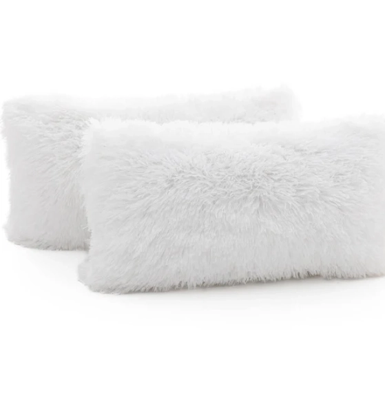 Cheer Collection 12"x20" Shaggy Long-hair Throw Pillows