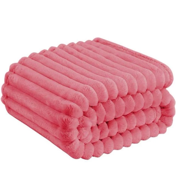 Lightweight Ribbed Cord Flannel Fleece Blanket