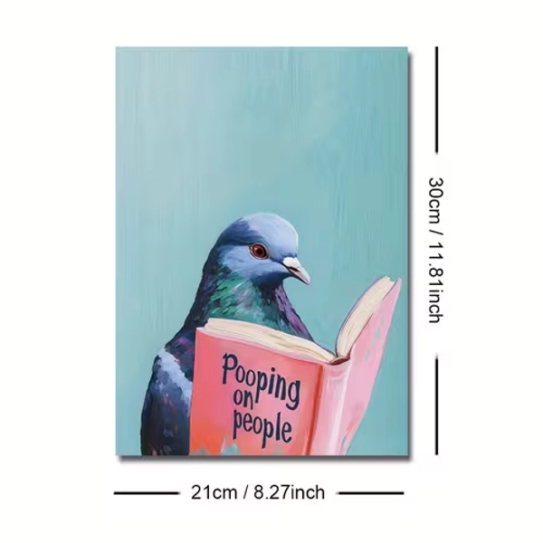 1pc unframed pigeon reading pooping   funny wall - Temu