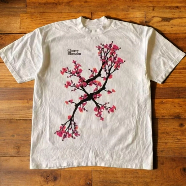 white cherry blossom womens t-shirt, fits to size us...
