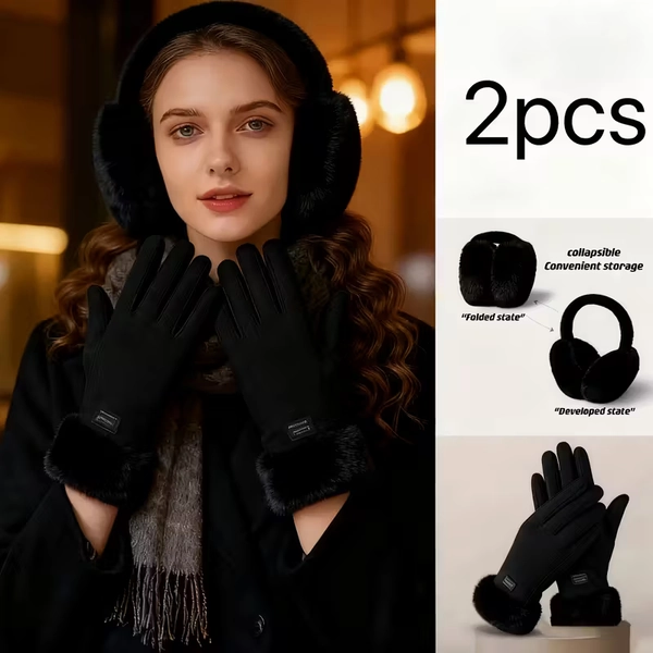 new 2pcs womens winter warm gloves ear muffs set foldable - Temu
