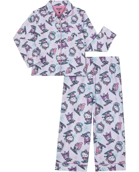 Hello Kitty Girls 2-Piece Notch Collar Pajama Set