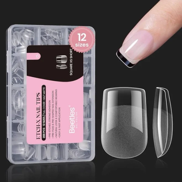 Etch-X Nail Tips Short Square Half Matte 288pcs