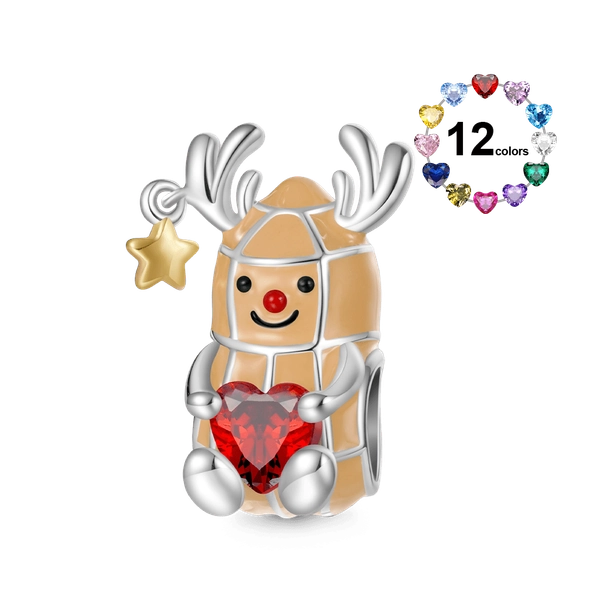 Peanut Reindeer Embraces Heart Charm