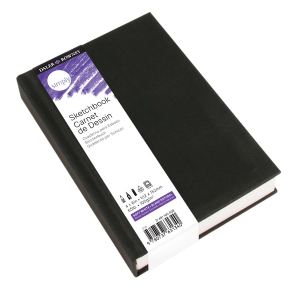 Daler-Rowney Simply... Sketchbook, Soft White, (65lb/100g), Hardcover Binding, 110 Sheet, 4" x 6" - Walmart.com