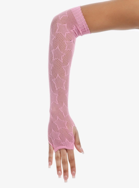Pink Star Fishnet Arm Warmers