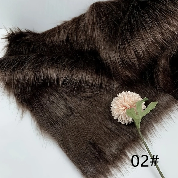 23.62inch x 17.72inch Long Hair Faux Fur Fabric for Animal Suit DIY Doll Hair Beard Craft Making Material Patchwork Garment Sewing Accessories