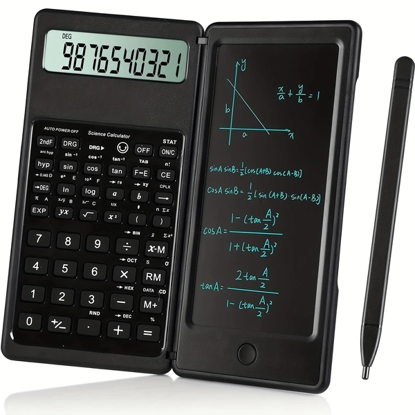 Scientific Calculators10-Digit LCD Display Foldable Calculator With Handwriting Board, Dual Battery Powered ForTeacher, Engineer