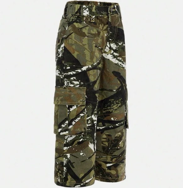 SHEIN Y2k Camo Print Flat Pocket Cargo Pants