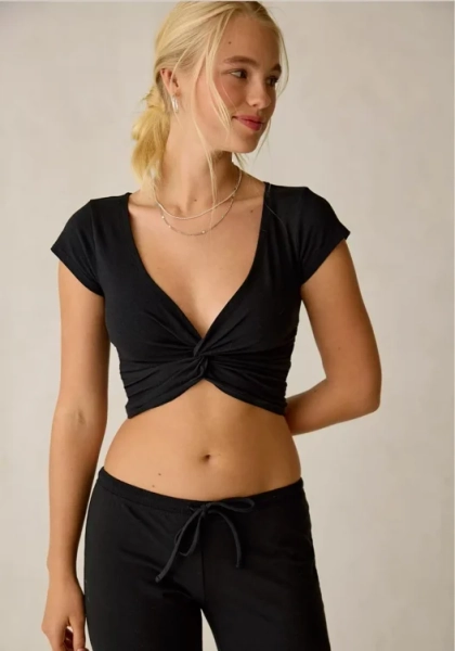 Out From Under Bec Twist-Front Cropped Tee