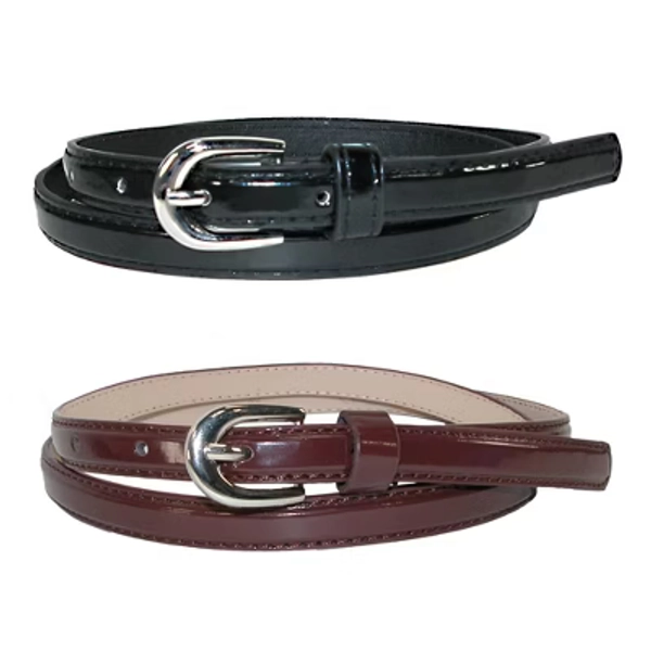 CTM Women's Skinny 1/2 Inch Dress Belt (Pack of 2 Colors), Large, Black and Brown