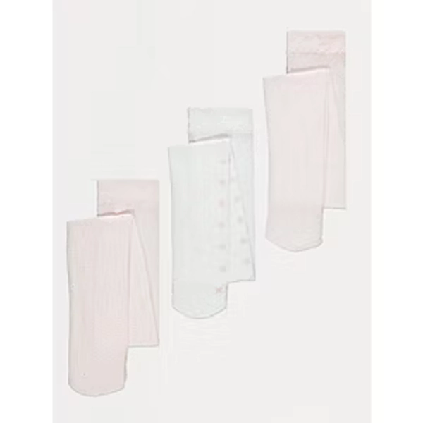 Pink Floral Bow Tights 3 Pack