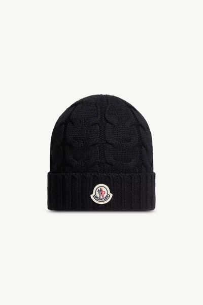 Black Wool Beanie - Accessories & Shoes for Children | Moncler US