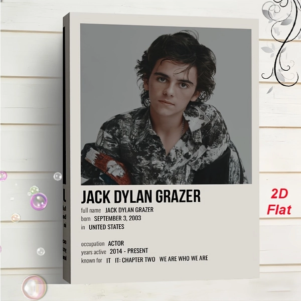 2D Flat, 1pc Jack Dylan Grazer Poster - Retro Actor Photo Wall Suitable for Bedroom, Living Room Decor, Wrapped Canvas Frame with Hook Installation, Iconic Picture for Room,, Office - 12x18inch, 2D Flat