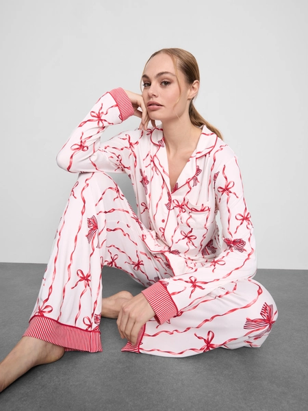 Pyjama boyfriend imprimé de Noël
