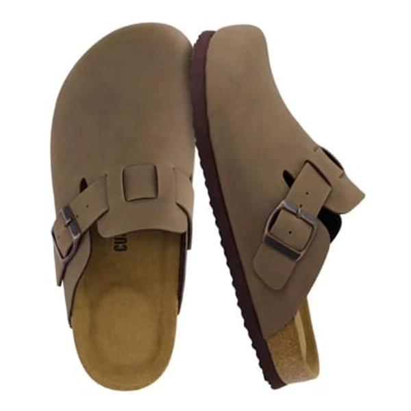CUSHIONAIRE Hana Womens Clogs | Comfortable Vegan Suede Clogs for Women | Slip On Potato Shoes with Cork Footbed & Arch Support| BROWN 8W