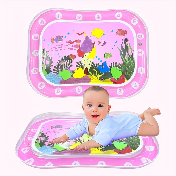 1pc Alfombra de Agua Rosa con Diseño de Dibujos Animados, Tapete de Entrenamiento para Gatear, Alfombra Educativa Gruesa para Niños, Tapete Divertido para Sentarse, Regalo de Cumpleaños y Navidad