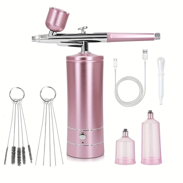A Multifunctional Spray Gun Kit with a Compressor, a Rechargeable High-Pressure Spray Gun Set, Featuring a Wireless Spray Gun Kit with a 0.3 Mm Nozzle, Suitable for Painting, Nail Art, Cake Decoration, Makeup, Styling, Model Coloring