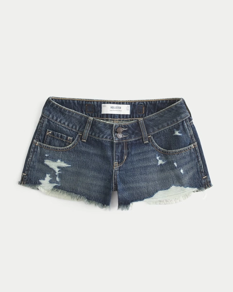 Hollister Andi Adjustable Low-Rise Ripped Mini Jean Shorts