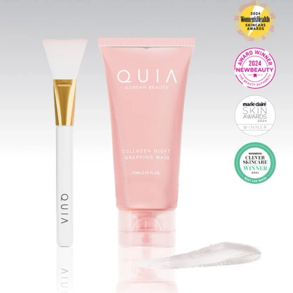 Korean Face Mask, Collagen Night Wrapping Mask, Glass Skin Peel Off Mask For All Skin Types by Quia Beauty