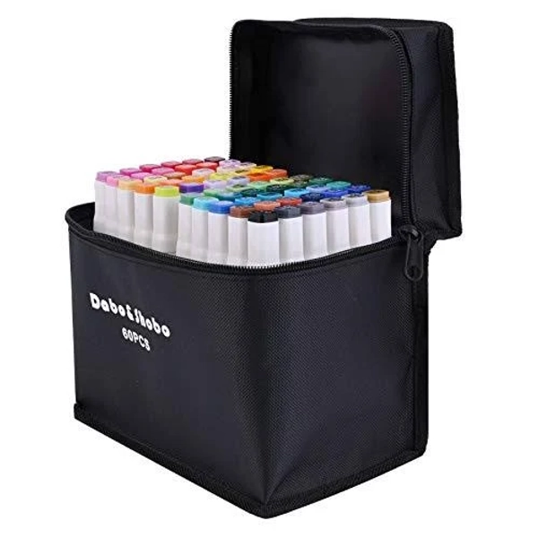 Dabo&Shobo 60 Colors Alcohol Markers, Drawing Markers, Dual Tip Art Markers, Fine & Chisel Coloring Marker for Kids Sketching Adult Coloring