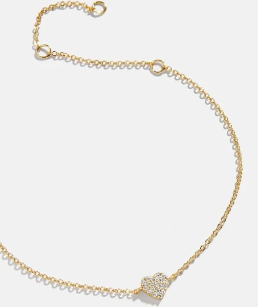BaubleBar 18K Gold Plated Sterling Silver Cubic Zirconia Heart Charm Bracelet