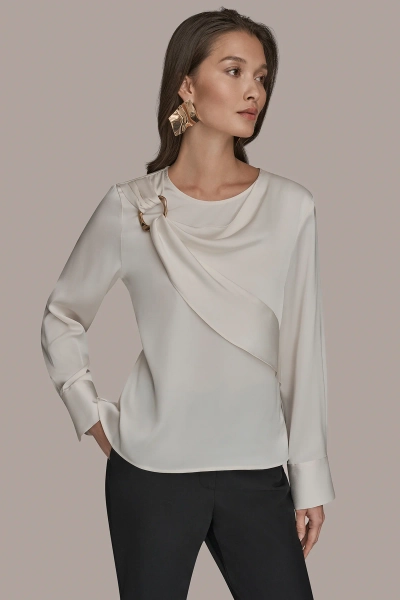 LONG-SLEEVE BLOUSE WITH SHOULDER HARDWARE DETAIL