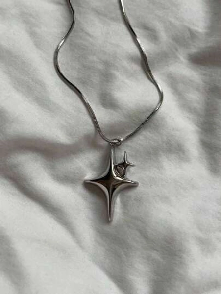 Collana Con Ciondolo Con Decorazione A Stella Alla Moda, 1 Pezzo, Adatta Per L'uso Quotidiano Da Donna