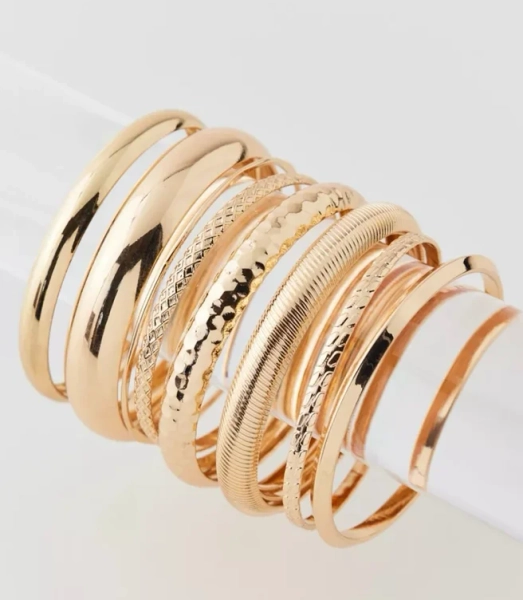 Textured Metal Bangle Bracelet Set