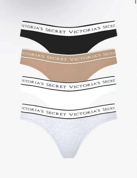 VICTORIA'S SECRET Confezione da 4 perizomi in cotone con logo